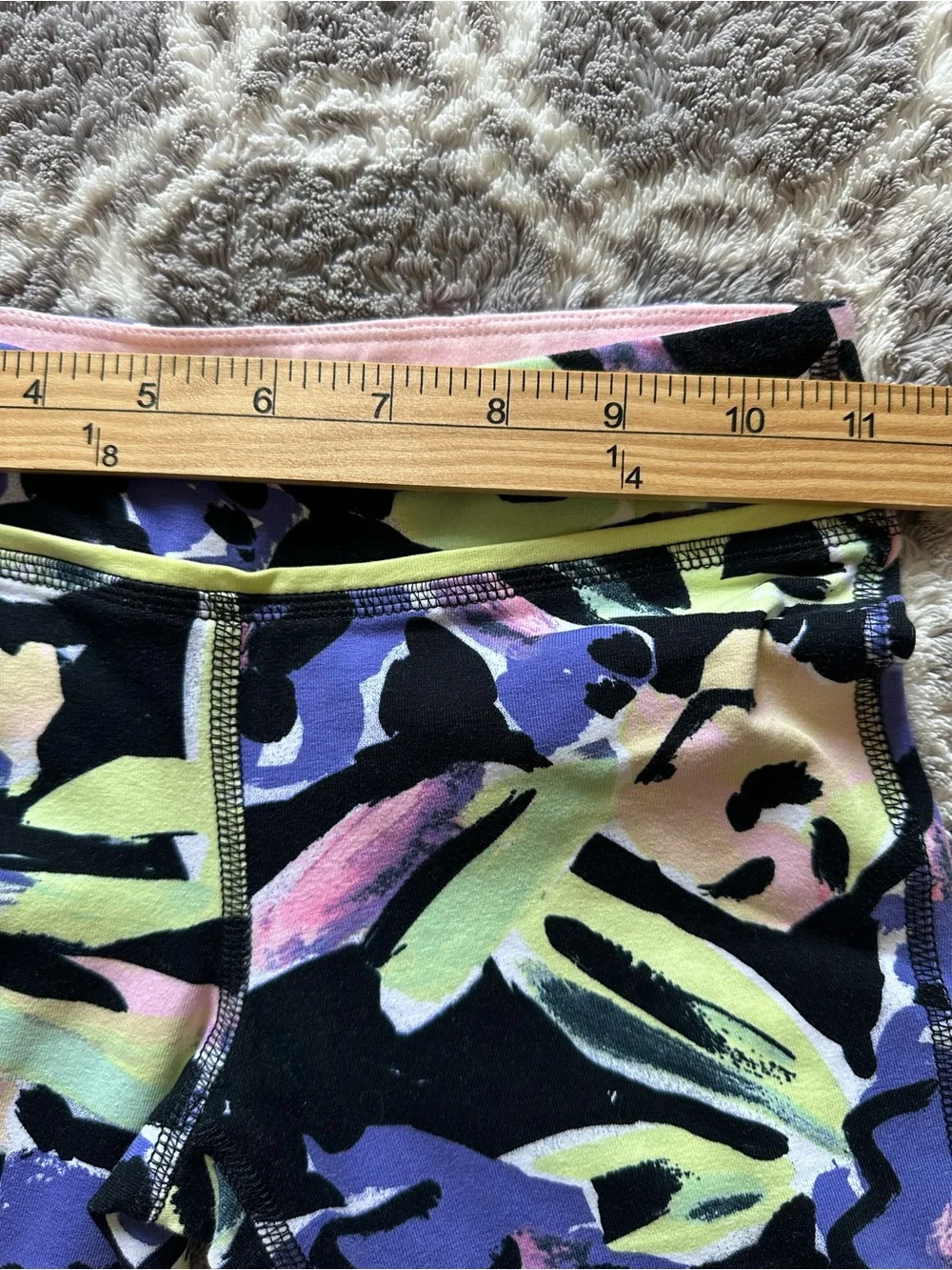 Ideology Black Floral Leggings with Purple, Pink and Lime Accents Girl’s Size S